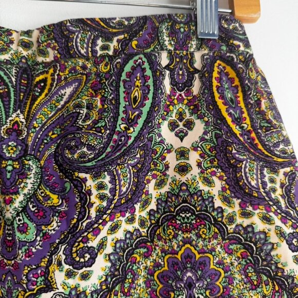J. Crew Skirt Womens Purple Paisley Straight Pencil Stretch High-Waist - Size 00 - Picture 2 of 9